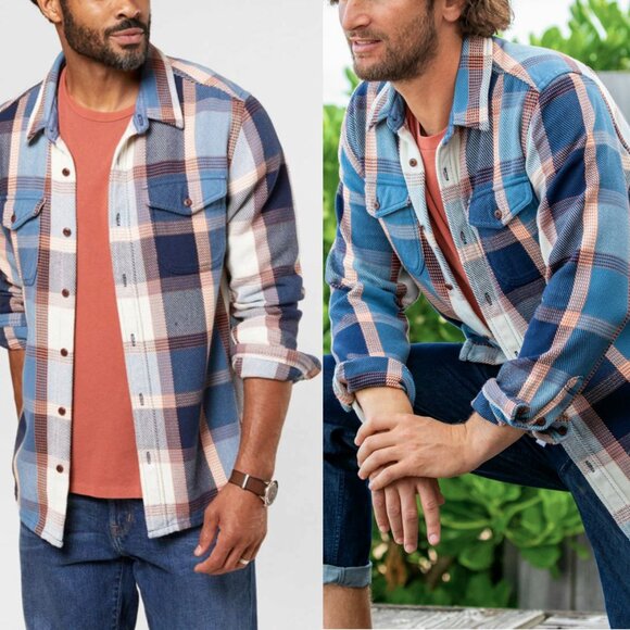Outerknown Blanket Shirt Blue Plaid Medium - Picture 1 of 7